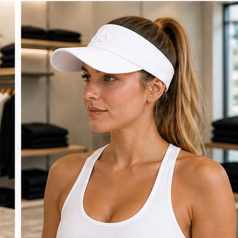 ALO Yoga White Active Open Top Visor Hat NWT